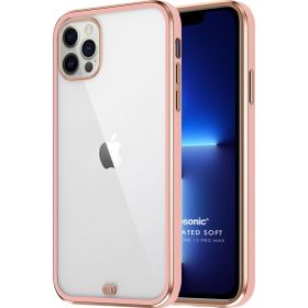 Microsonic Apple iPhone 13 Pro Max Laser Plated Soft Pembe Cep Telefonu Kılıfı