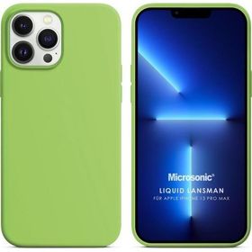 Microsonic Apple iPhone 13 Pro Max Liquid Lansman Silikon Açık Yeşil Cep Telefonu Kılıfı