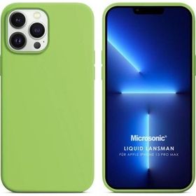 Microsonic Apple iPhone 13 Pro Max Liquid Lansman Silikon Açık Yeşil Cep Telefonu Kılıfı