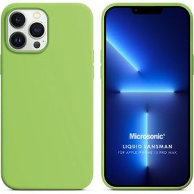 Microsonic Apple iPhone 13 Pro Max Liquid Lansman Silikon Açık Yeşil Cep Telefonu Kılıfı