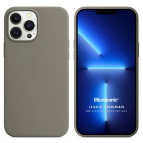 Microsonic Apple iPhone 13 Pro Max Liquid Lansman Silikon Gri Cep Telefonu Kılıfı
