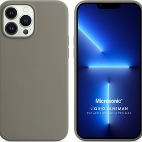 Microsonic Apple iPhone 13 Pro Max Liquid Lansman Silikon Gri Cep Telefonu Kılıfı