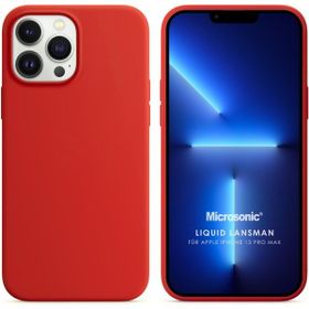 Microsonic Apple iPhone 13 Pro Max Liquid Lansman Silikon Kırmızı Cep Telefonu Kılıfı
