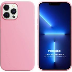 Microsonic Apple iPhone 13 Pro Max Liquid Lansman Silikon Pembe Cep Telefonu Kılıfı