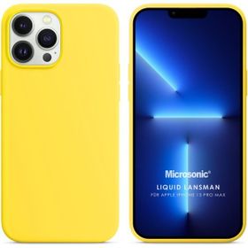 Microsonic Apple iPhone 13 Pro Max Liquid Lansman Silikon Sarı Cep Telefonu Kılıfı