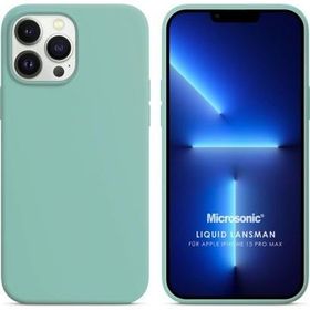 Microsonic Apple iPhone 13 Pro Max Liquid Lansman Silikon Su Yeşili Cep Telefonu Kılıfı