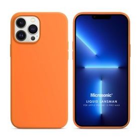 Microsonic Apple iPhone 13 Pro Max Liquid Lansman Silikon Turuncu Cep Telefonu Kılıfı