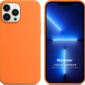 Microsonic Apple iPhone 13 Pro Max Liquid Lansman Silikon Turuncu Cep Telefonu Kılıfı