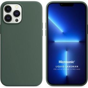 Microsonic Apple iPhone 13 Pro Max Liquid Lansman Silikon Yeşil Cep Telefonu Kılıfı