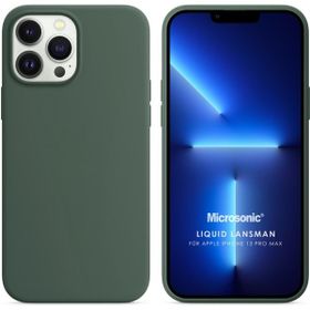 Microsonic Apple iPhone 13 Pro Max Liquid Lansman Silikon Yeşil Cep Telefonu Kılıfı