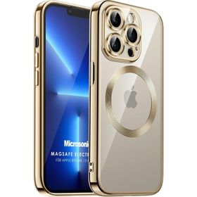 Microsonic Apple iPhone 13 Pro Max Magsafe Luxury Electroplate Beyaz Cep Telefonu Kılıfı