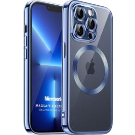 Microsonic Apple iPhone 13 Pro Max Magsafe Luxury Electroplate Mavi Cep Telefonu Kılıfı