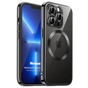 Microsonic Apple iPhone 13 Pro Max Magsafe Luxury Electroplate Siyah Cep Telefonu Kılıfı