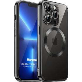Microsonic Apple iPhone 13 Pro Max Magsafe Luxury Electroplate Siyah Cep Telefonu Kılıfı