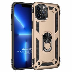 Microsonic Apple iPhone 13 Pro Max Military Ring Holder Gold Cep Telefonu Kılıfı