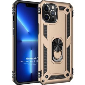 Microsonic Apple iPhone 13 Pro Max Military Ring Holder Gold Cep Telefonu Kılıfı