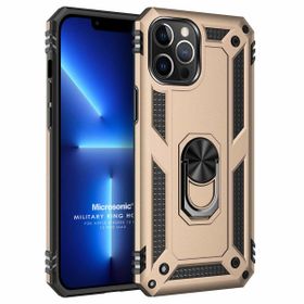Microsonic Apple iPhone 13 Pro Max Military Ring Holder Gold Cep Telefonu Kılıfı