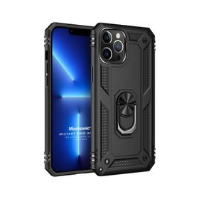 Microsonic Apple iPhone 13 Pro Max Military Ring Holder Gri Cep Telefonu Kılıfı