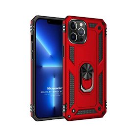 Microsonic Apple iPhone 13 Pro Max Military Ring Holder Gri Cep Telefonu Kılıfı