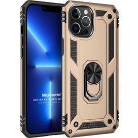 Microsonic Apple iPhone 13 Pro Military Ring Holder Gold Cep Telefonu Kılıfı