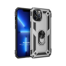 Microsonic Apple iPhone 13 Pro Military Ring Holder Gri Cep Telefonu Kılıfı
