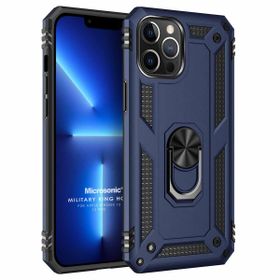 Microsonic Apple iPhone 13 Pro Military Ring Holder Lacivert Cep Telefonu Kılıfı
