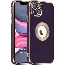Microsonic Apple iPhone 14 Flash Stamp Koyu Mor Cep Telefonu Kılıfı