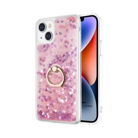 Microsonic Apple iPhone 14 Glitter Liquid Holder Pembe Cep Telefonu Kılıfı