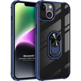 Microsonic Apple iPhone 14 Grande Clear Ring Holder Lacivert Cep Telefonu Kılıfı