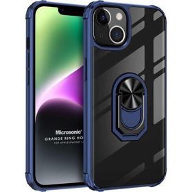 Microsonic Apple iPhone 14 Grande Clear Ring Holder Lacivert Cep Telefonu Kılıfı