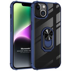 Microsonic Apple iPhone 14 Grande Clear Ring Holder Siyah Cep Telefonu Kılıfı