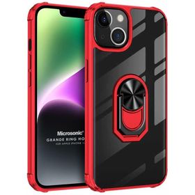 Microsonic Apple iPhone 14 Grande Clear Ring Holder Siyah Cep Telefonu Kılıfı