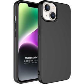 Microsonic Apple iPhone 14 Groovy Soft Siyah Cep Telefonu Kılıfı