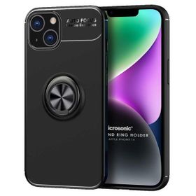 Microsonic Apple iPhone 14 Kickstand Ring Holder Siyah Cep Telefonu Kılıfı