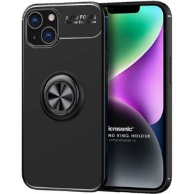 Microsonic Apple iPhone 14 Kickstand Ring Holder Siyah Cep Telefonu Kılıfı