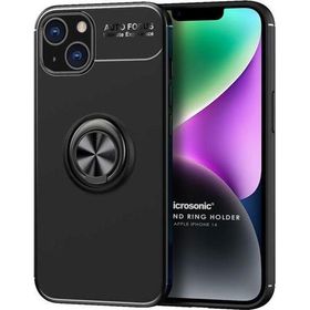 Microsonic Apple iPhone 14 Kickstand Ring Holder Siyah Cep Telefonu Kılıfı