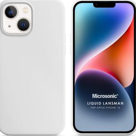 Microsonic Apple iPhone 14 Liquid Lansman Silikon Beyaz Cep Telefonu Kılıfı