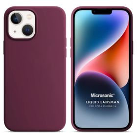 Microsonic Apple iPhone 14 Liquid Lansman Silikon Bordo Cep Telefonu Kılıfı