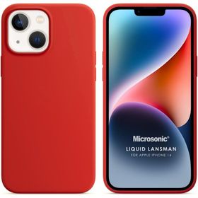 Microsonic Apple iPhone 14 Liquid Lansman Silikon Kırmızı Cep Telefonu Kılıfı