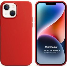 Microsonic Apple iPhone 14 Liquid Lansman Silikon Kırmızı Cep Telefonu Kılıfı