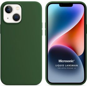 Microsonic Apple iPhone 14 Liquid Lansman Silikon Koyu Yeşil Cep Telefonu Kılıfı