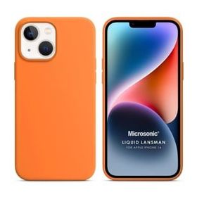 Microsonic Apple iPhone 14 Liquid Lansman Silikon Turuncu Cep Telefonu Kılıfı