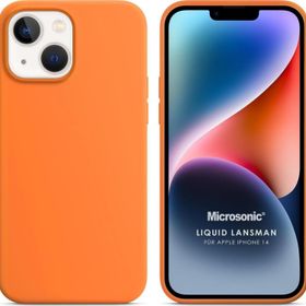 Microsonic Apple iPhone 14 Liquid Lansman Silikon Turuncu Cep Telefonu Kılıfı