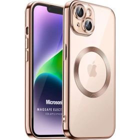 Microsonic Apple iPhone 14 Mag Safe Luxury Electroplate Rose Gold Cep Telefonu Kılıfı