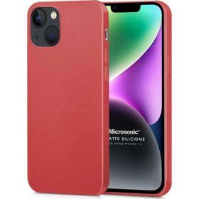 Microsonic Apple iPhone 14 Mat Kırmızı Silikon Cep Telefonu Kılıfı