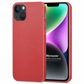 Microsonic Apple iPhone 14 Mat Kırmızı Silikon Cep Telefonu Kılıfı