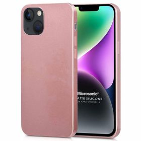 Microsonic Apple iPhone 14 Mat Rose Gold Silikon Cep Telefonu Kılıfı