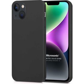 Microsonic Apple iPhone 14 Mat Siyah Silikon Cep Telefonu Kılıfı
