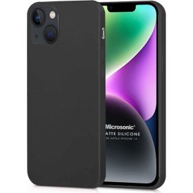 Microsonic Apple iPhone 14 Mat Siyah Silikon Cep Telefonu Kılıfı