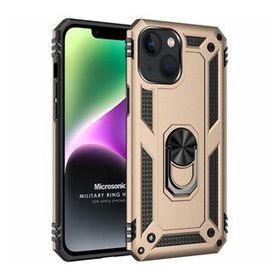 Microsonic Apple iPhone 14 Military Ring Holder Gold Cep Telefonu Kılıfı